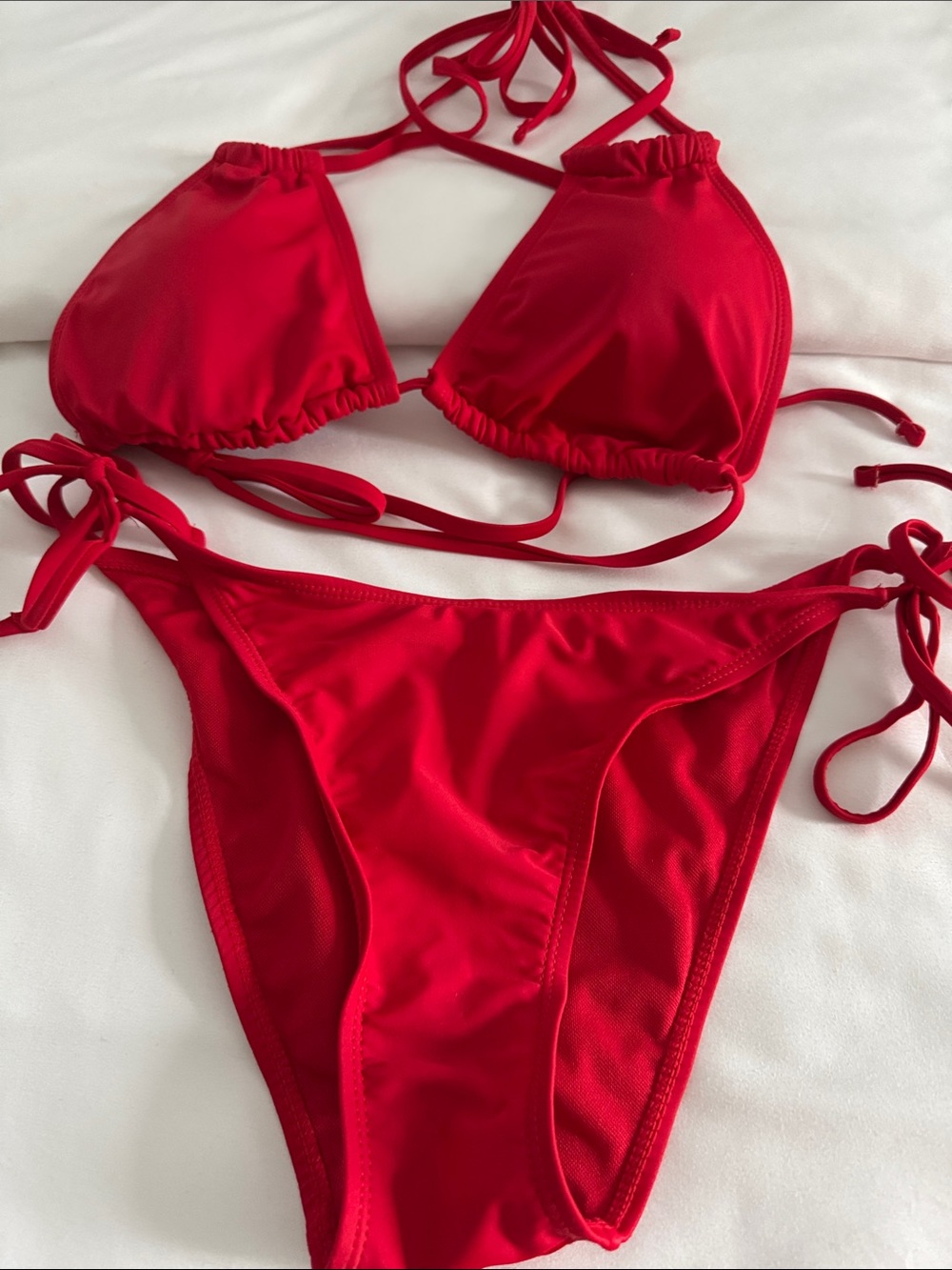 Classic Red Triangle String Bikini Set - Women Swim Bikinis